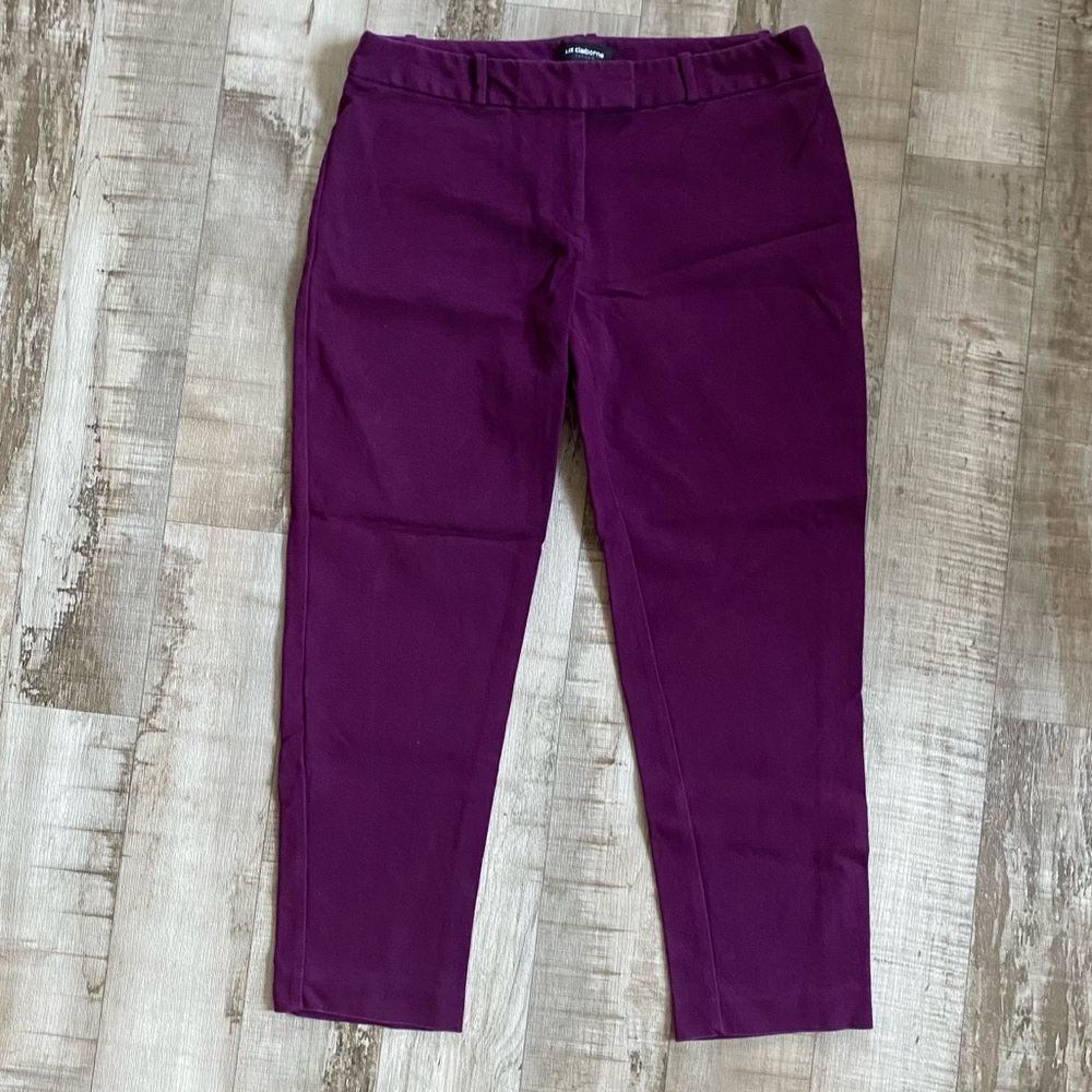 Liz Claiborne Burgundy Maroon Business Office Work Straight Leg Pants Slacks
